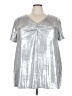 Roaman's Metallic Silver Short Sleeve Top Size 22 (1X) - photo 1