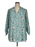 Justify 100% Polyester Floral Teal 3/4 Sleeve Blouse Size 1X - photo 1