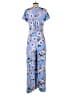 Taylor 100% Rayon Floral Blue Jumpsuit Size 6 - photo 2