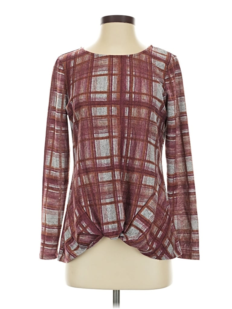 Pre-owned Signature Studio Long Sleeve Blouse In Burgundy