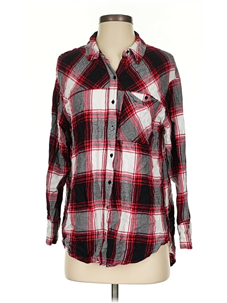 Pre-owned Zara Trf Long Sleeve Button Down Shirt In Red
