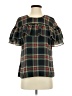 J.Crew 100% Polyester Plaid Black Short Sleeve T-Shirt Size 4 - photo 1