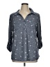 Cathy Hearts Gray 3/4 Sleeve Button-Down Shirt Size 1X - photo 1