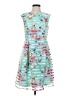 Sandra Darren 100% Polyester Print Teal Cocktail Dress Size 4 - photo 1