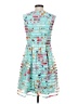 Sandra Darren 100% Polyester Print Teal Cocktail Dress Size 4 - photo 2