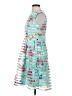 Sandra Darren 100% Polyester Print Teal Cocktail Dress Size 4 - photo 5