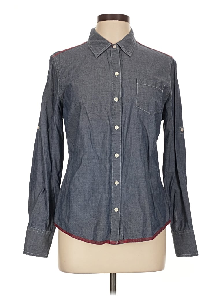 Pre-owned Tommy Hilfiger Long Sleeve Button Down Shirt In Gray