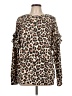 White Birch Animal Print Brown Pullover Sweater Size L - photo 1
