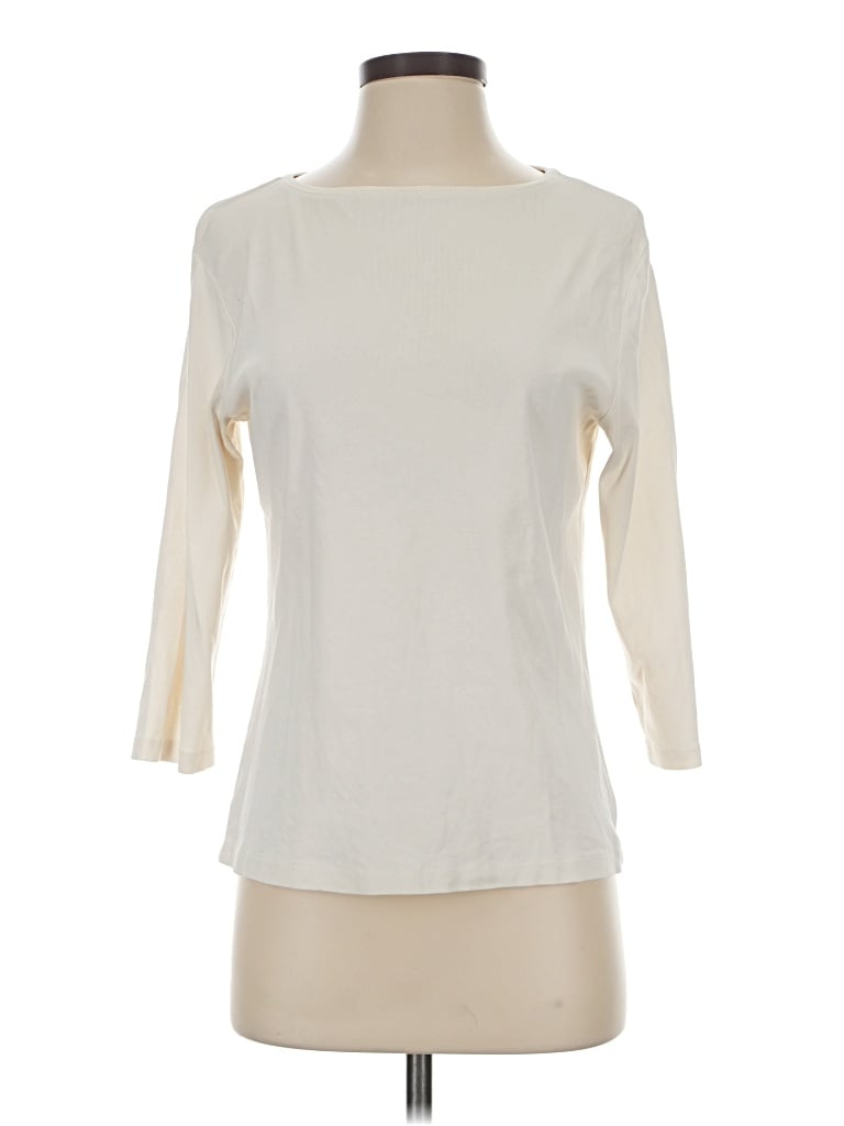Pre-owned Coldwater Creek 3/4 Sleeve T-shirt In White
