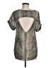 Lucca Couture Metallic Silver Short Sleeve Blouse Size M - photo 2