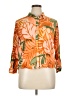 True Destinations 100% Rayon Tropical Orange Long Sleeve Button-Down Shirt Size XL - photo 1