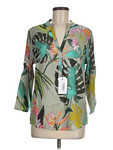 Vilagallo 3/4 Sleeve Silk Top (view 1)