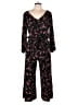 Velvet Floral Black Jumpsuit Size L - photo 1