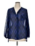 Double Click 100% Polyester Blue 3/4 Sleeve Blouse Size XL - photo 1
