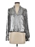 Current Air Metallic Silver Long Sleeve Blouse Size S - photo 1
