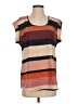 Daniel Rainn 100% Polyester Stripes Brown Short Sleeve Top Size S - photo 1