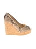 Jimmy Choo Animal Print Gold Tan Wedges Size EU 39 1/2 - photo 1