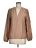 Self Contrast Tan Long Sleeve Blouse Size M - photo 1