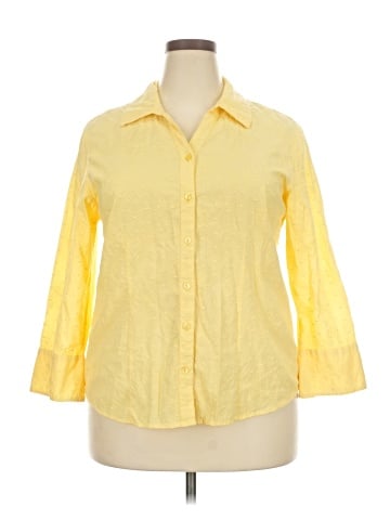 JM Collection 3/4 Sleeve Button-Down Shirt (view 1)