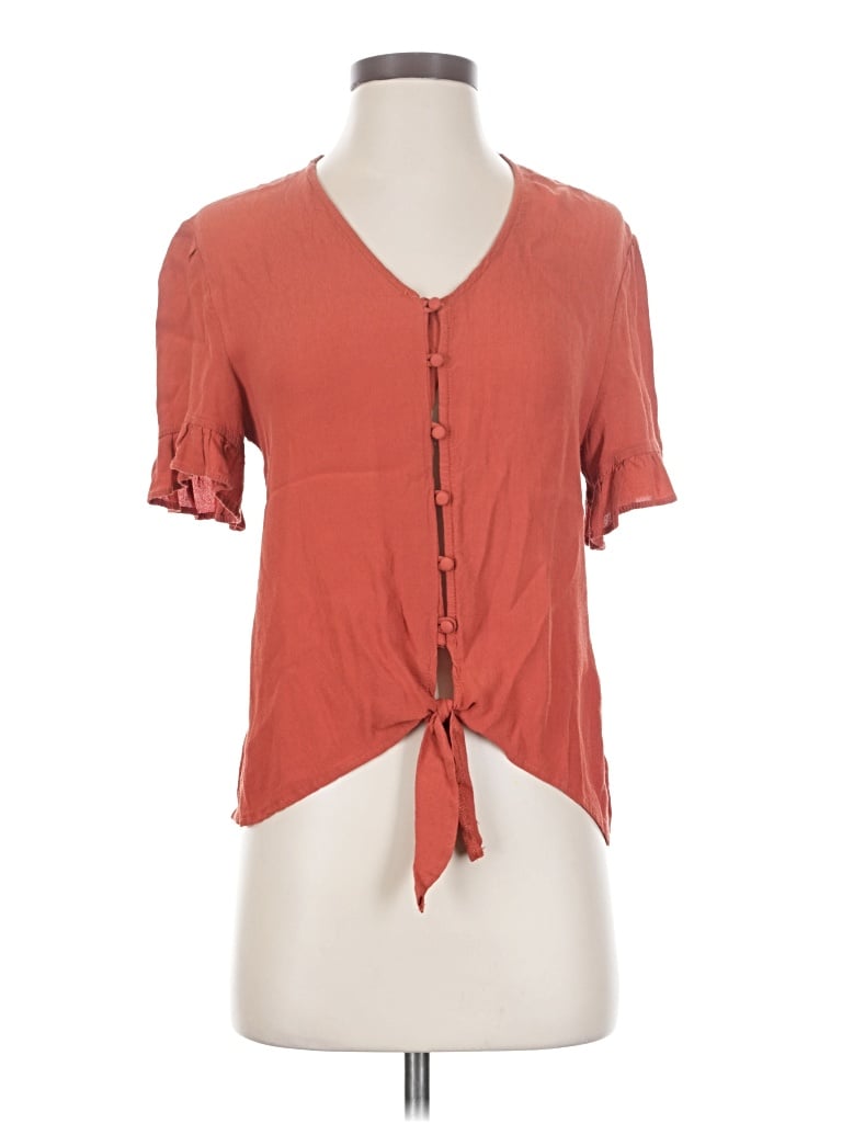 Pre-owned Blue Rain Short Sleeve Blouse In Orange