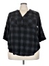 Torrid Plaid Black 3/4 Sleeve Blouse Size 3X Plus (3) - photo 1
