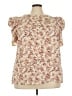 Shein Curve 100% Polyester Floral Ivory Short Sleeve Blouse Size 4X - photo 1