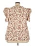 Shein Curve 100% Polyester Floral Ivory Short Sleeve Blouse Size 4X - photo 2