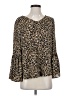 NY Collection 100% Polyester Animal Print Brown Long Sleeve Blouse Size S - photo 1