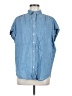 J. McLaughlin Blue Short Sleeve Button-Down Shirt Size M - photo 1