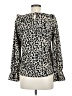 Shein Animal Print Ivory Long Sleeve Blouse Size 6 - photo 2