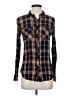 Staccato 100% Rayon Plaid Blue Long Sleeve Button-Down Shirt Size S - photo 1