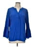Talbots 100% Silk Solid Blue 3/4 Sleeve Silk Top Size L (petite) - photo 1