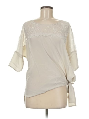 Gold Hawk 3/4 Sleeve Silk Top (view 1)