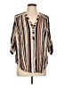 Torrid Stripes Tan 3/4 Sleeve Blouse Size Lg Plus (0) - photo 1