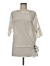 Gold Hawk 100% Silk Ivory Gray 3/4 Sleeve Silk Top Size M - photo 1