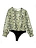 by the way. 100% Polyester Green Black Long Sleeve Blouse Size L - photo 1