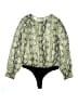 by the way. 100% Polyester Green Black Long Sleeve Blouse Size L - photo 2