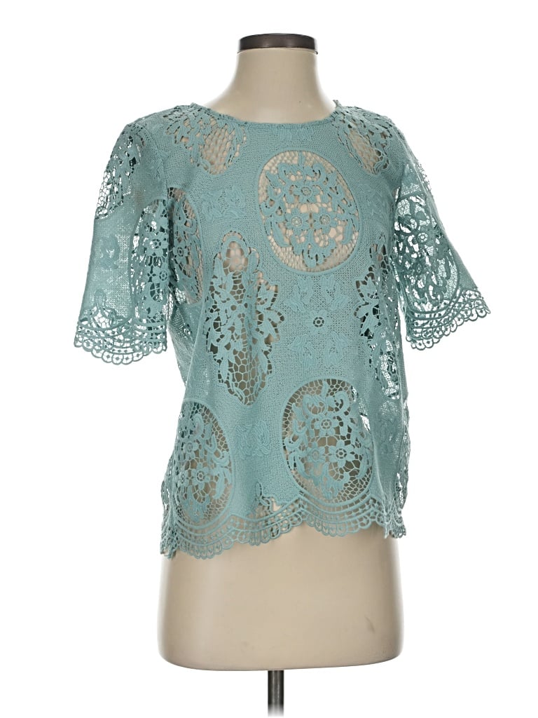 Pre-owned Joa Short Sleeve Blouse In Blue