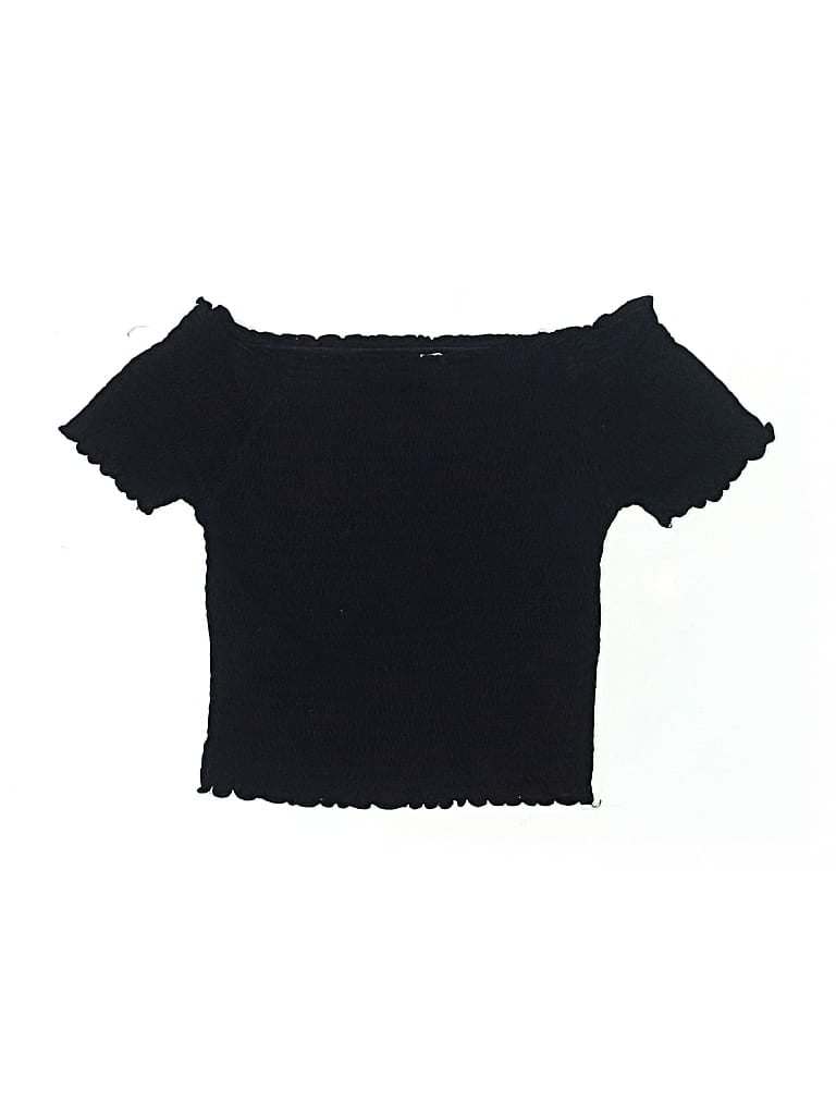 Pre-owned Primark Kids' Short Sleeve Top Black Off The Shoulder Neckline Tops