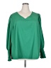 Shein Curve 100% Polyester Green Long Sleeve Blouse Size 20 Plus (4) - photo 1