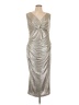 Talbot Runhof Metallic Silver Ivory Cocktail Dress Size EU 44 / US 14 - photo 1