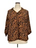 DressBarn 100% Polyester Animal Print Orange Brown 3/4 Sleeve Blouse Size 2X - photo 1