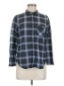 Just Polly 100% Polyester Plaid Blue 3/4 Sleeve Blouse Size M - photo 1