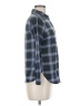 Just Polly 100% Polyester Plaid Blue 3/4 Sleeve Blouse Size M - photo 4