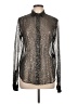Saint Laurent Metallic Silver Black Long Sleeve Blouse Size EU 42 / US 12 - photo 1