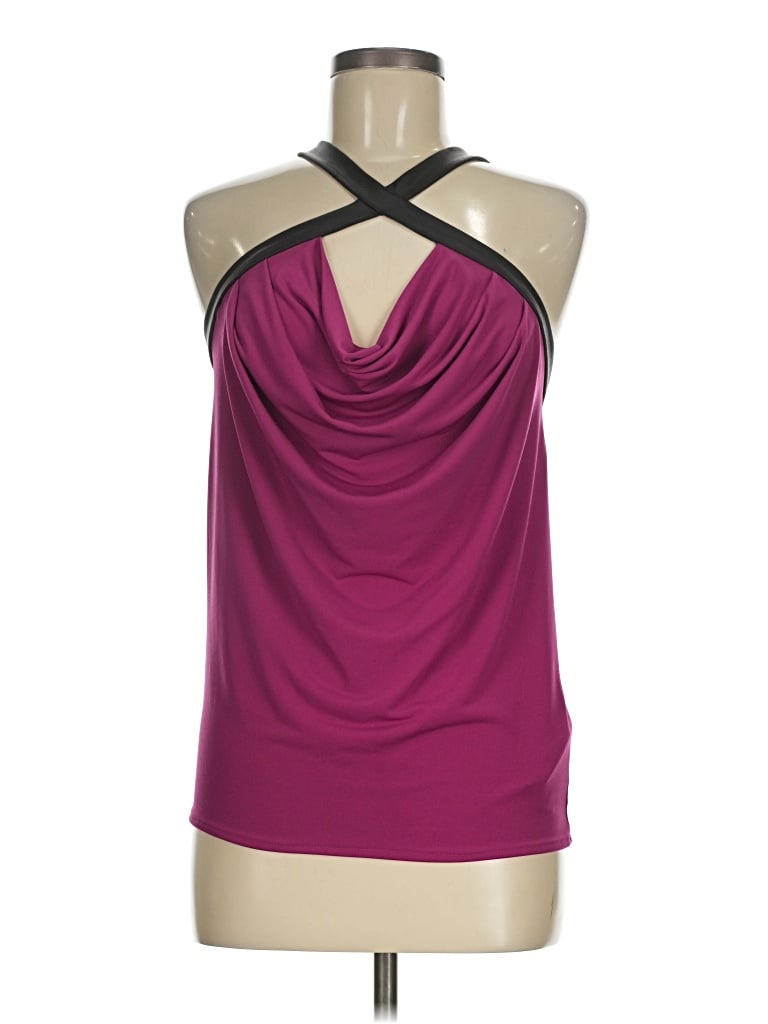 Pre-owned Guess Tank Top Burgundy Halter Neckline Tops
