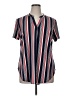 Cato Stripes Blue Red Short Sleeve Blouse Size 14 - photo 1