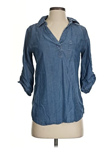 New York & Company 3/4 Sleeve Button-Down Shirt (view 1)