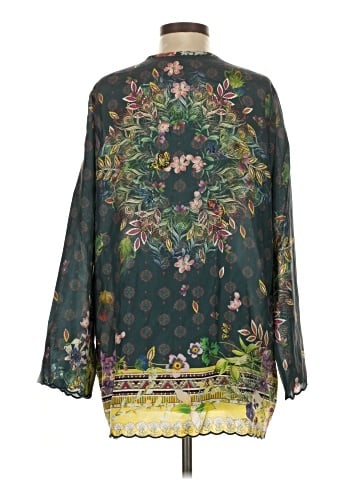 Johnny Was 3/4 Sleeve Silk Top (view 2)
