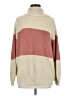 POPSUGAR 100% Acrylic Color Block Ivory Turtleneck Sweater Size M - photo 1